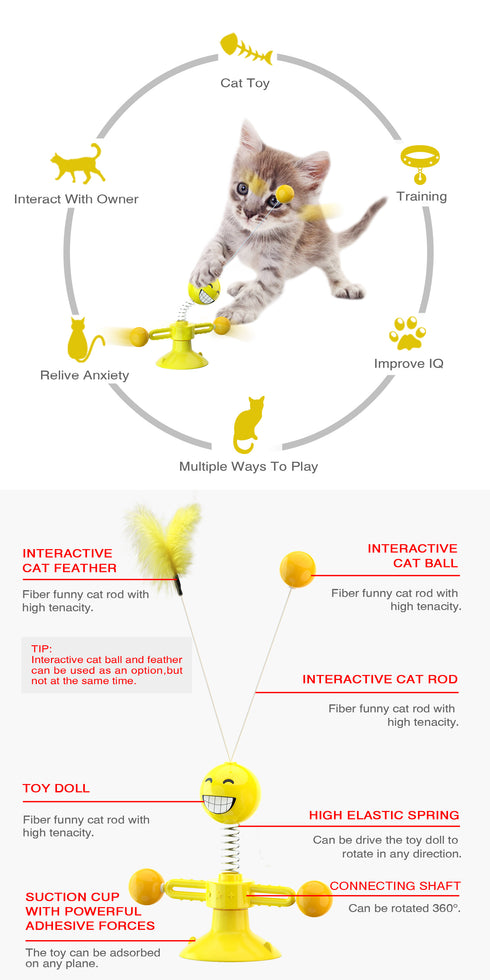 Cat Spring Interactive Chasing Feather Toys